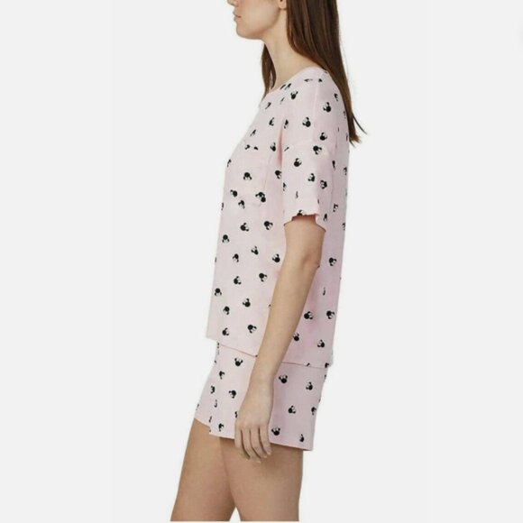 Disney Minnie Mouse Pink Pajama Set Short Sleeve Top Shorts Pockets Size M - Picture 9 of 16